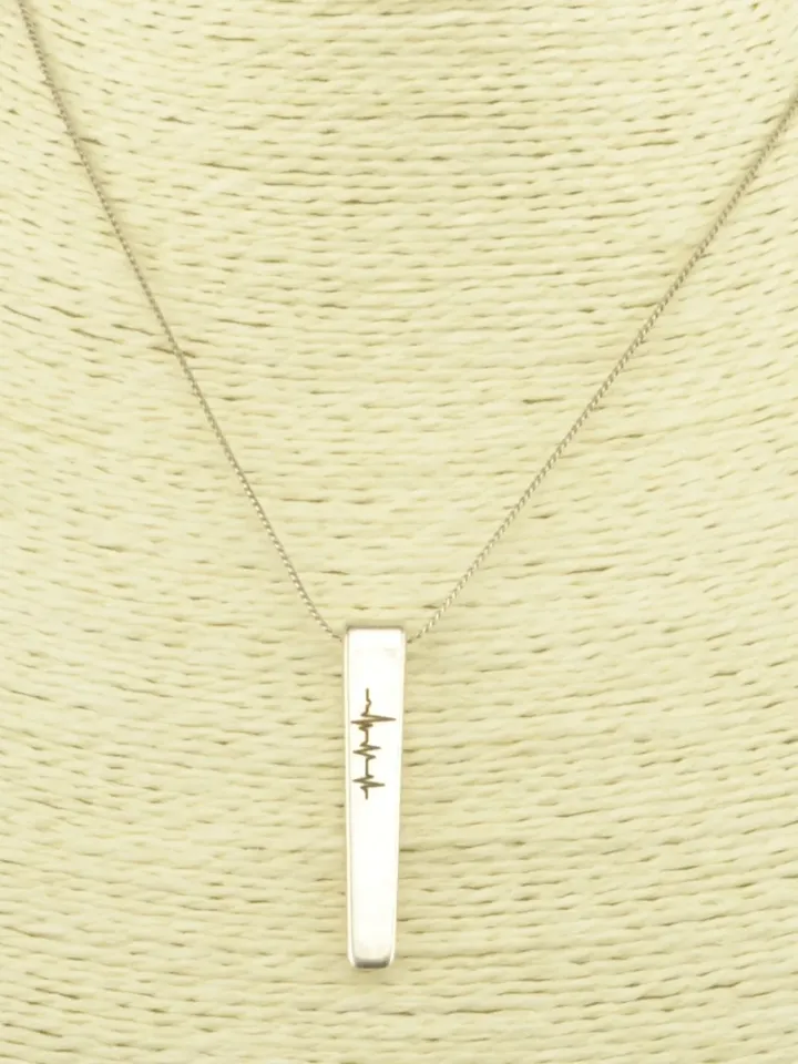 Baby Heartbeat Necklace, Ultrasound Necklace Vertical Bar, Expecting Mom to Be Pregnancy Gifts for Her, Heart Beat EKG Chain Necklace