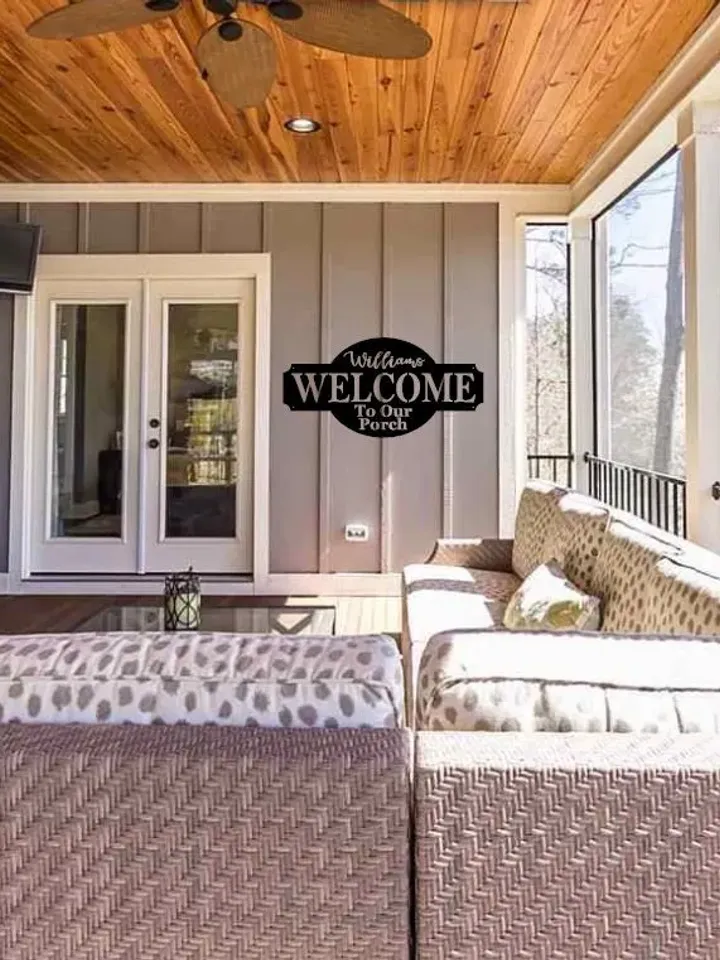 Welcome to our Porch Personalized Metal Sign, Front Porch Decor with Family Name, Sitting Porch Decor, Backyard Decor