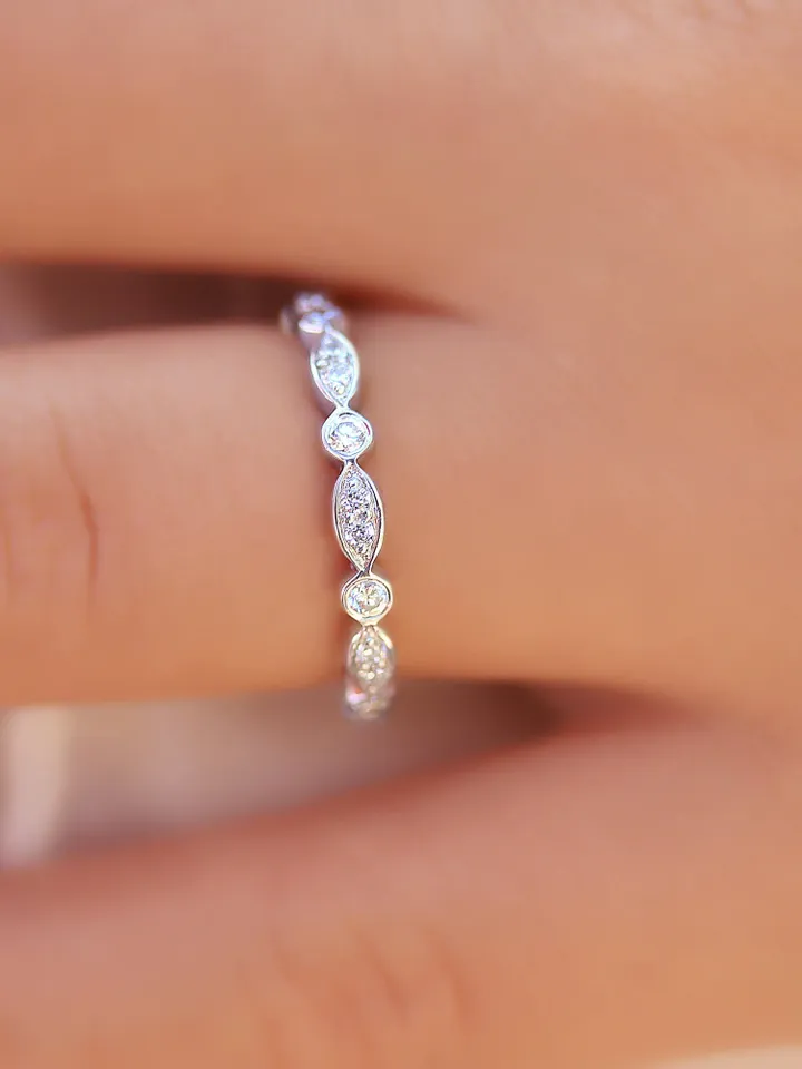 DAINTY WEDDING RING | Custom Diamond Modern Wedding Ring | Minimalist Women Wedding Band | Unique Gift For Her | 14k Gold Jewelry