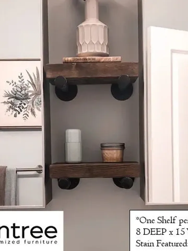 FREE SHIPPING*** Rustic Wood Industrial Pipe Shelf *8 Inches Deep* | Rustic Wood Shelves | Reclaimed Shelf | Pipe Wood Shelf | Chic Shelves
