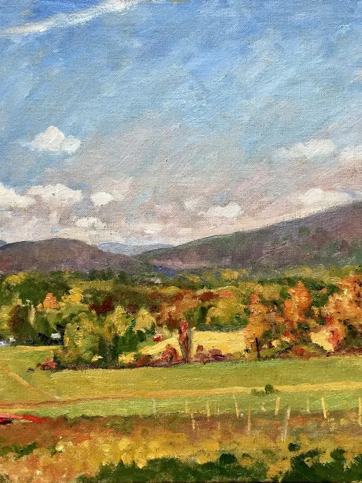 Autumn Landscape Painting - Fall Color/Berkshires- 14x20 Oil on Linen, Plein Air American Impressionism, Signed Original Fine Art