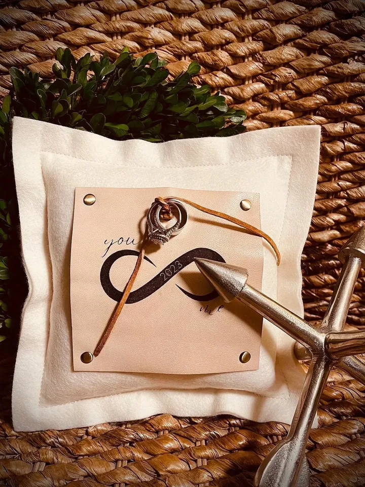 Unique customizable ring bearer pillow with strap and vow storage!