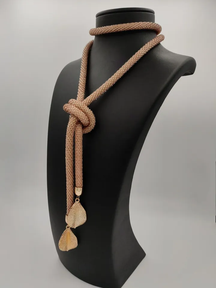 Gold color crochet lariat, Beaded long lariat, gold color lariat, Beaded crochet rope necklace, long necklace, handmade beaded necklace
