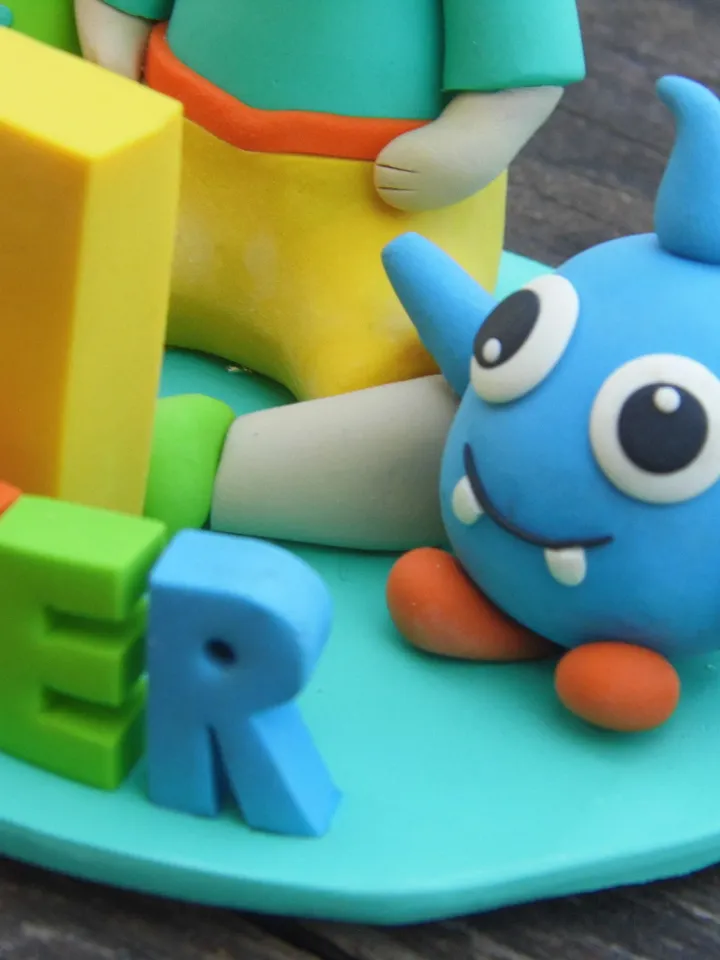 Personalized First Birthday Cake Topper Boy, Monster Cake Topper 1st, Polymer Clay Cake Topper Custom, Monster First Birthday Party