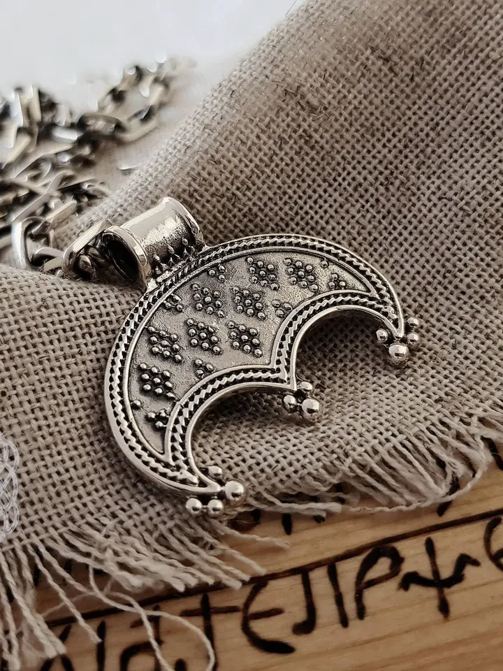 Viking Lunula Pendant, Sterling Silver Lunula Necklace, Viking Jewelry For Women, Norse necklace, Viking Pendant, Viking Women