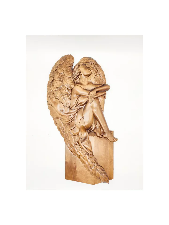 Wood Angel, Carved Angel Wood, Wooden Angel wall art, Wooden Angel Decoration, Wood Angel Figurine, Home Decor, Religious carwed wall panel