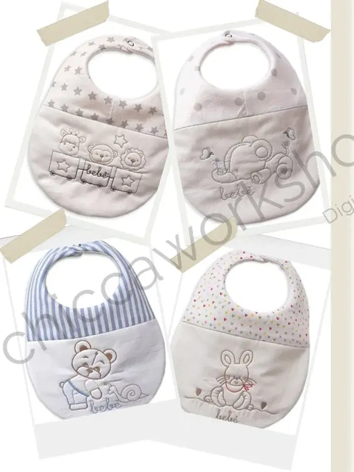 ITH Bavaglino Bicolore Teddy - Ricamo a macchina con tutorial
