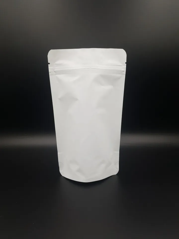 WHITE Mylar Stand Up Pouches with Valve option Resealable Zipper Bags for Coffee bean Herbal Compostable Bag Mylar Foil Tea Pouch Food Bag