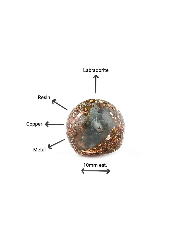 Orgonite medium gray labradorite, mystical, psychic bracelet. The power of labradorite is increased with incense and Tibetan singing bowls.