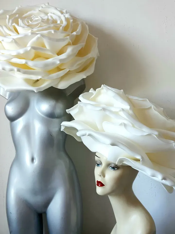 Huge rose statement hat 3 pcs Wedding headdress20" Kentucky Derby Cocktail Occasion headpiece Women Fashion 2024