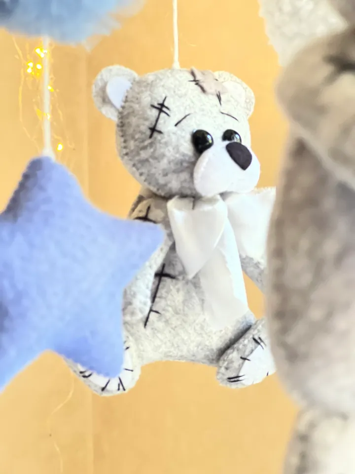 Teddy bears crib mobile musical in blue colour