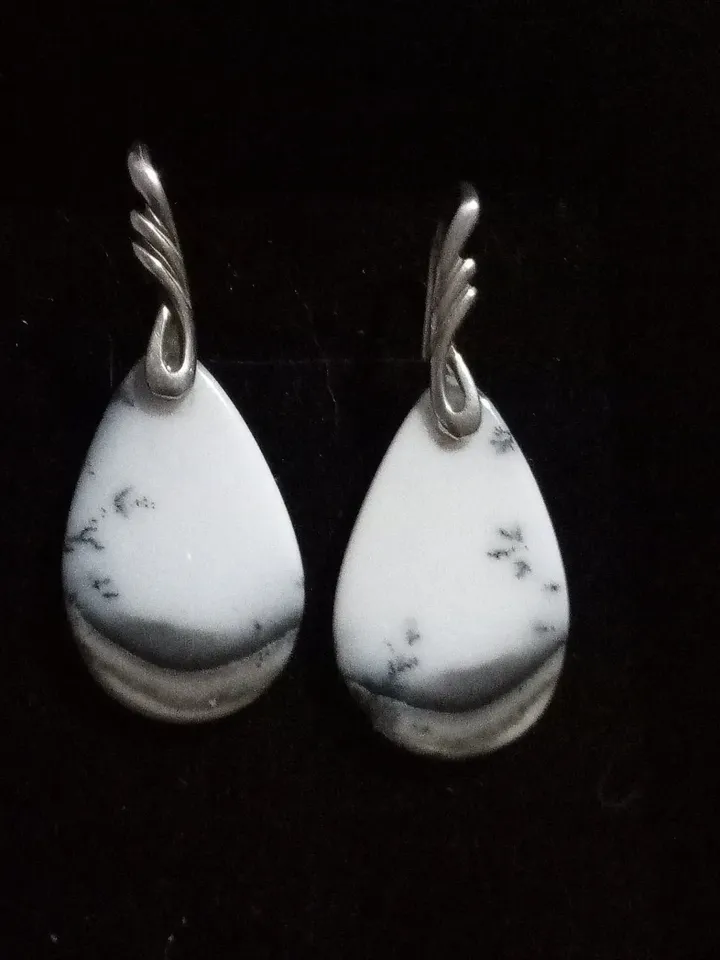 Sterling silver and dendrite earrings