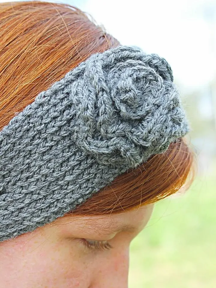 Ear Warmer Headband with Flower, Mommy and Me Photo Shoot Prop, Great Gifts for Her, Hair Accessories for Girls and Ladies, Women Gift Ideas