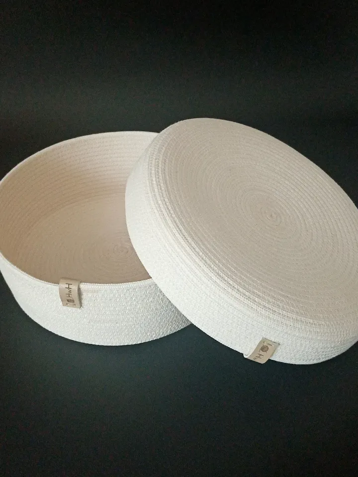 cotton basket with lid, home decor, storage and organization, storage system, rope box