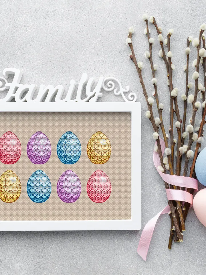 Easter Eggs Cross Stitch Pattern PDF, Easter Blackwork Eggs Pattern PDF, DMC Cross Stitch Chart Needlepoint Pattern Embroidery