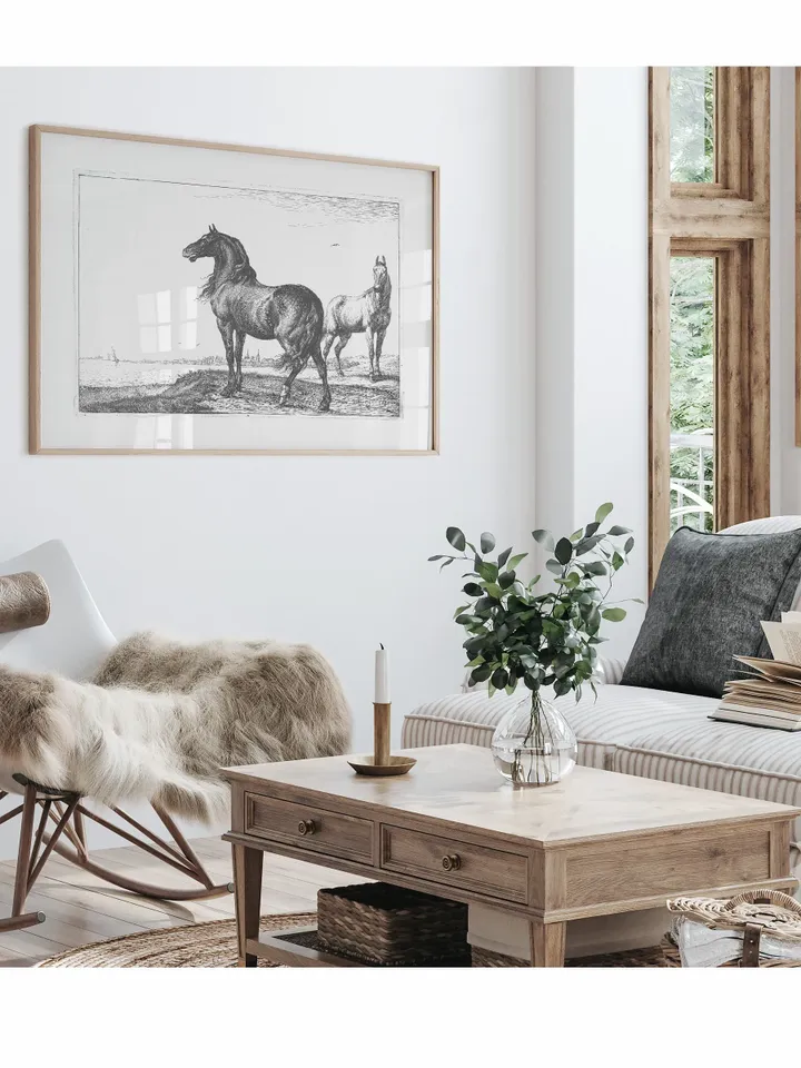Horses Sketch Art Vintage Print, Antique Minimalist Drawing, Neutral Printable Wall Art, Digital Downloadable | 207