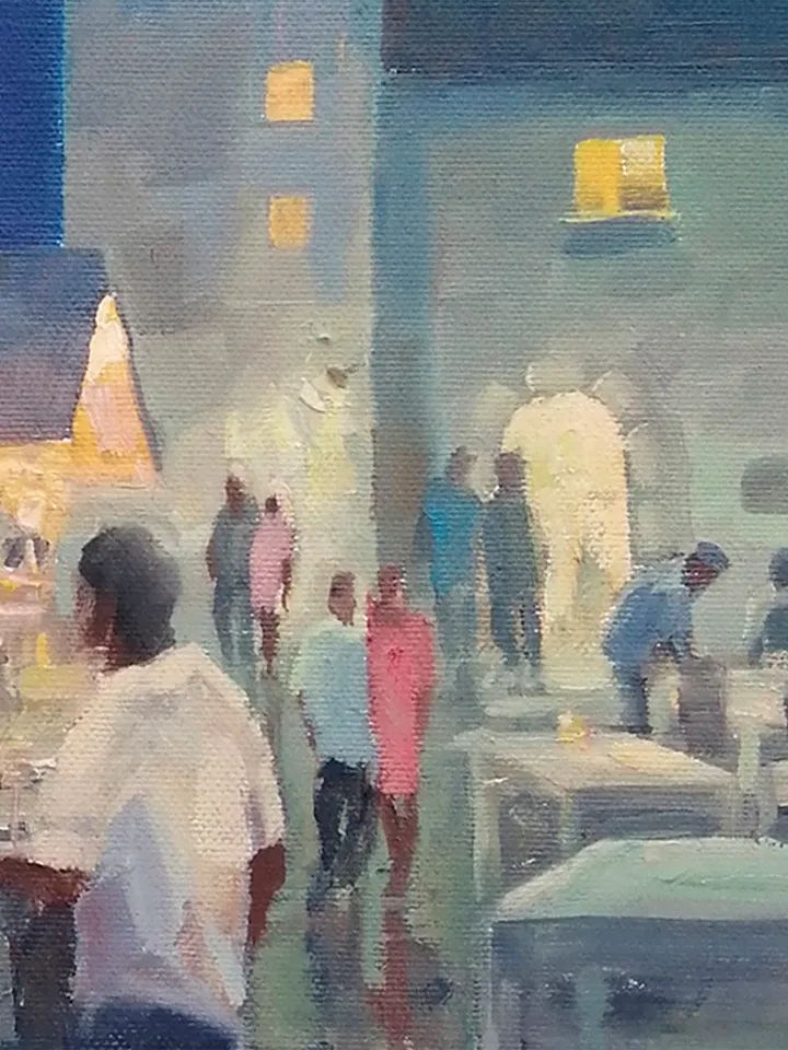 Cityscape oil painting