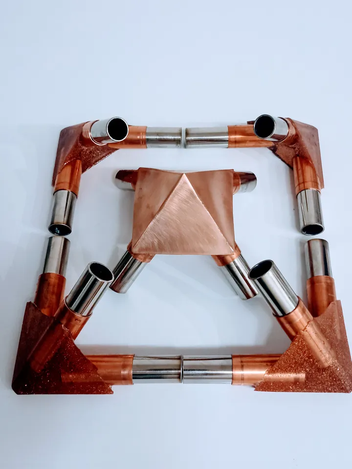 Set of copper connectors for the pyramid of healing and meditation For pipes with an outer diameter of 7/8 inch
