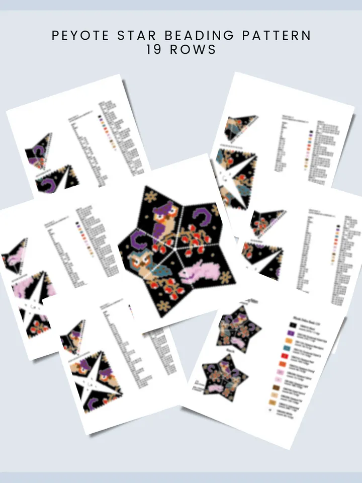 Owls 3D Peyote Star Beading PDF Pattern, Beaded Star Tutorial, Autumnal Seed Bead Patterns