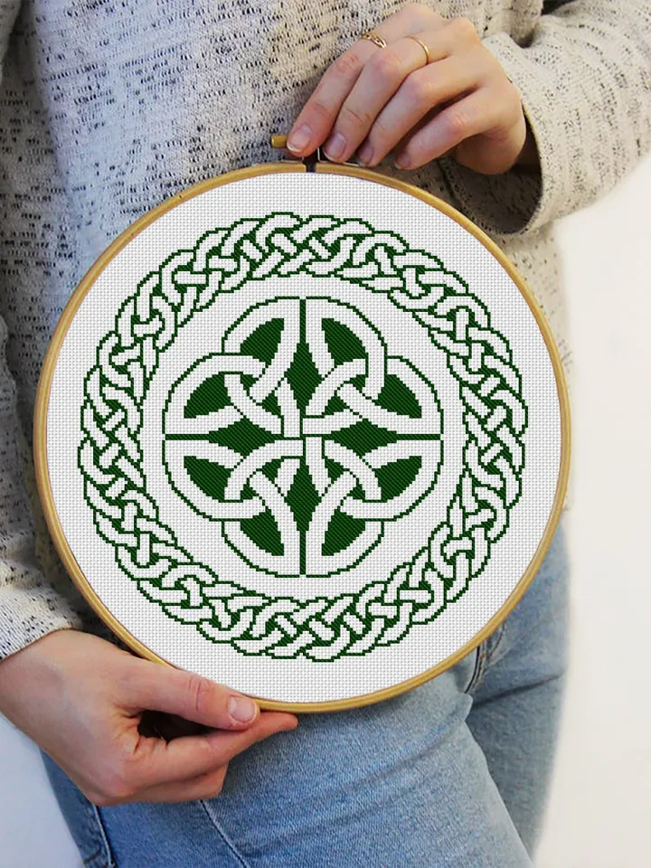 Celtic knot cross stitch pattern download PDF Mandala pattern digital PDF, Monochrome cross stitch chart, Celtic embroidery, Home decor #M70
