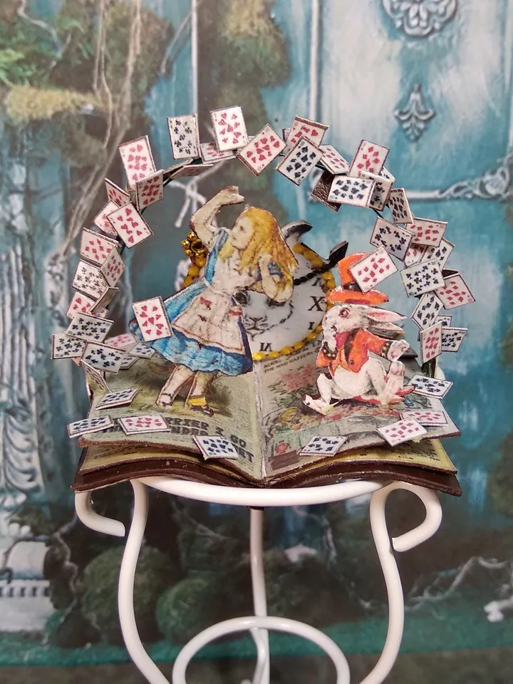Open book. Dollhouse miniature.Miniature for a dollhouse.1:12 scale.