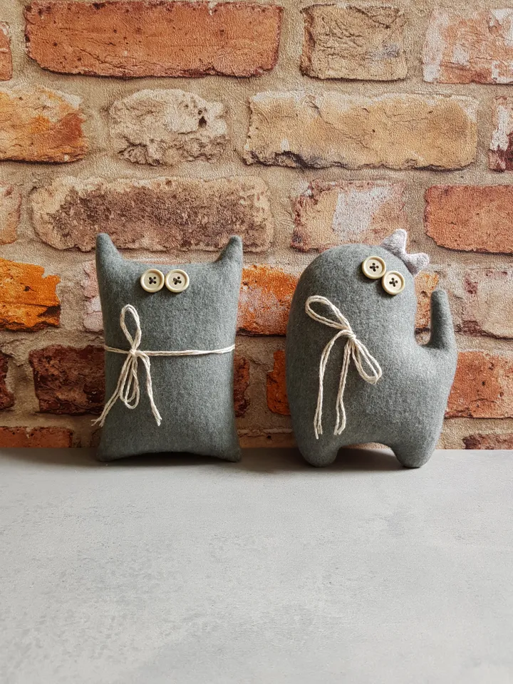 Animal dolls sewing patterns pdf Cat and Kitty, set of 2 digital tutorials in English, Rag dolls diy