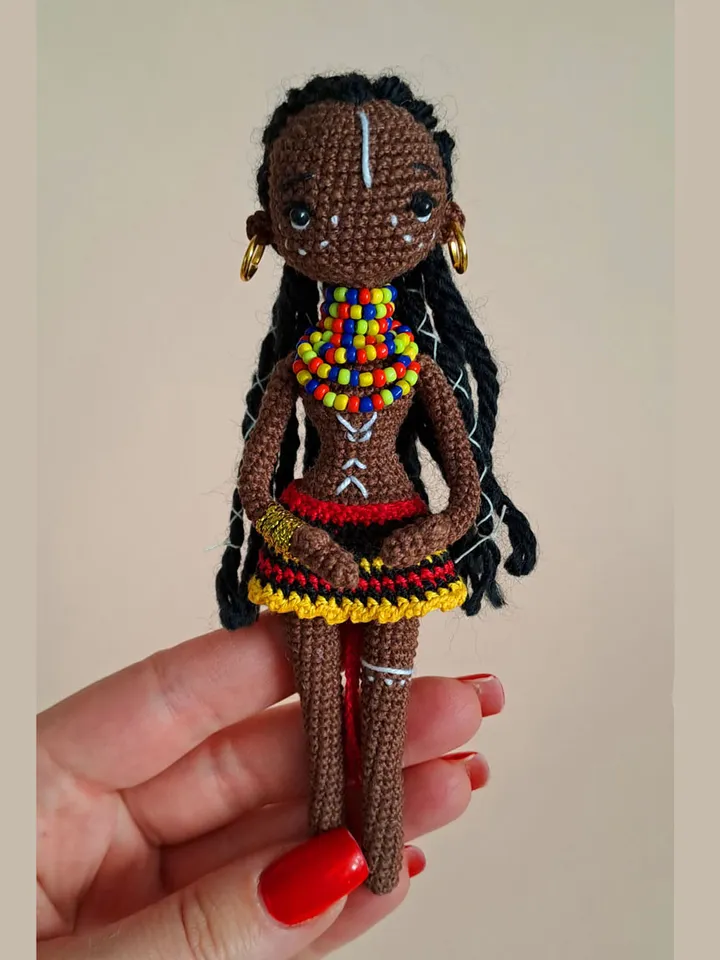 Set of 3 African Dolls, crochet african doll. African decor