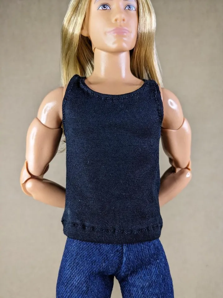 Black tank top for 12-inch fashion male dolls
