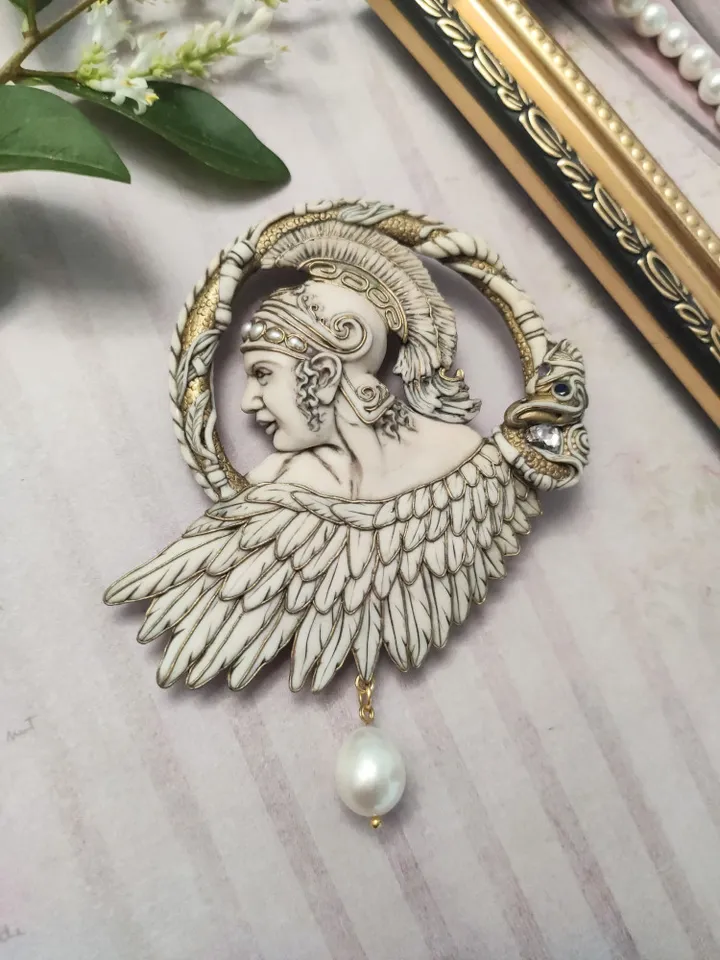 Art Nouveau Greek brooch, Greek pin, Large brooch, Antique pin of Alexander