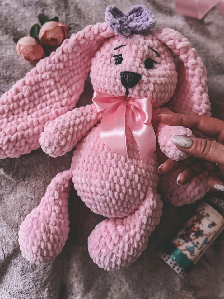 Crochet pattern softy bunny toy, rabbit doll, PDF Digital instant download, Video tutorial, stuffed animal, bunny with long ears, cute gift