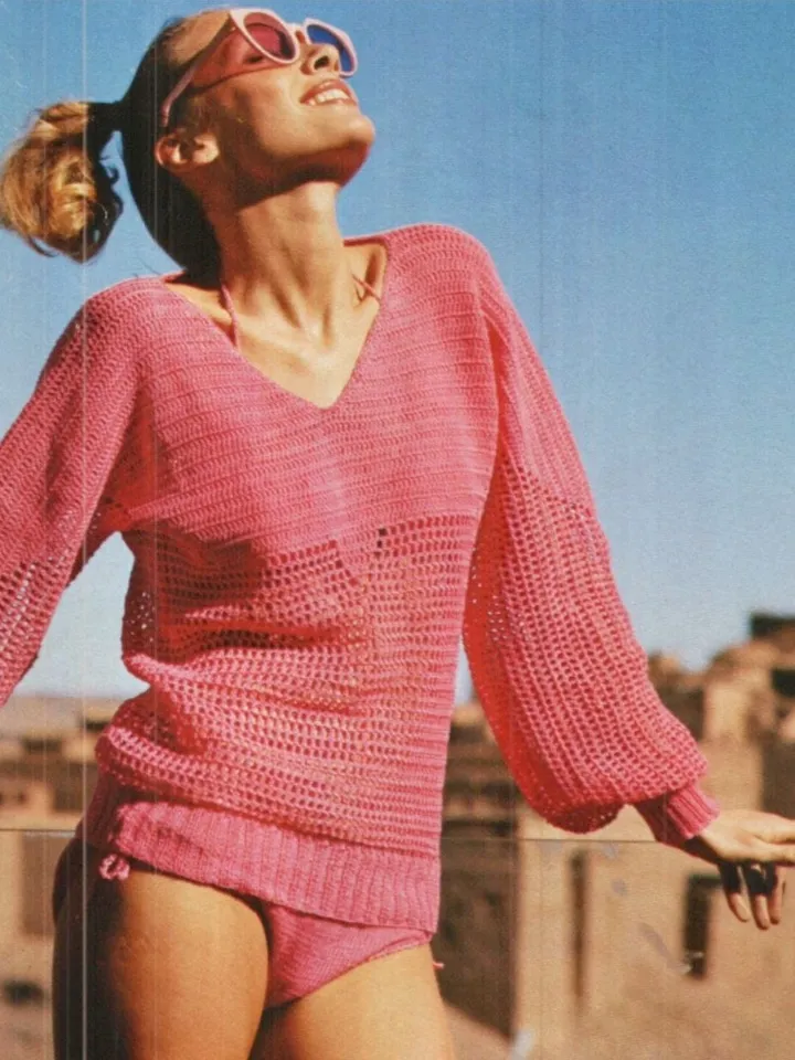 Summer sweater crochet pattern, pullover crochet women ladies, mesh sweater crochet easy instant download