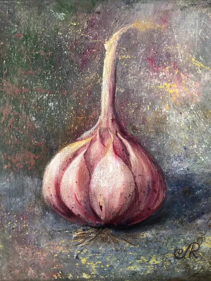 Onion Painting Original Garlic Painting Vegetables Wall art Original Oil Painting