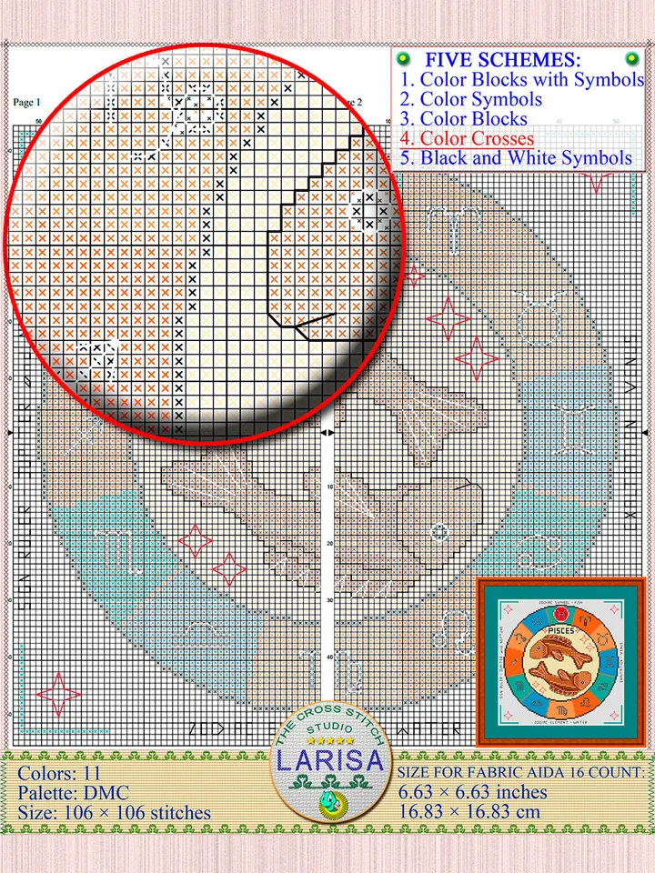 Pisces Cross Stitch Pattern | Pisces Zodiac Sign