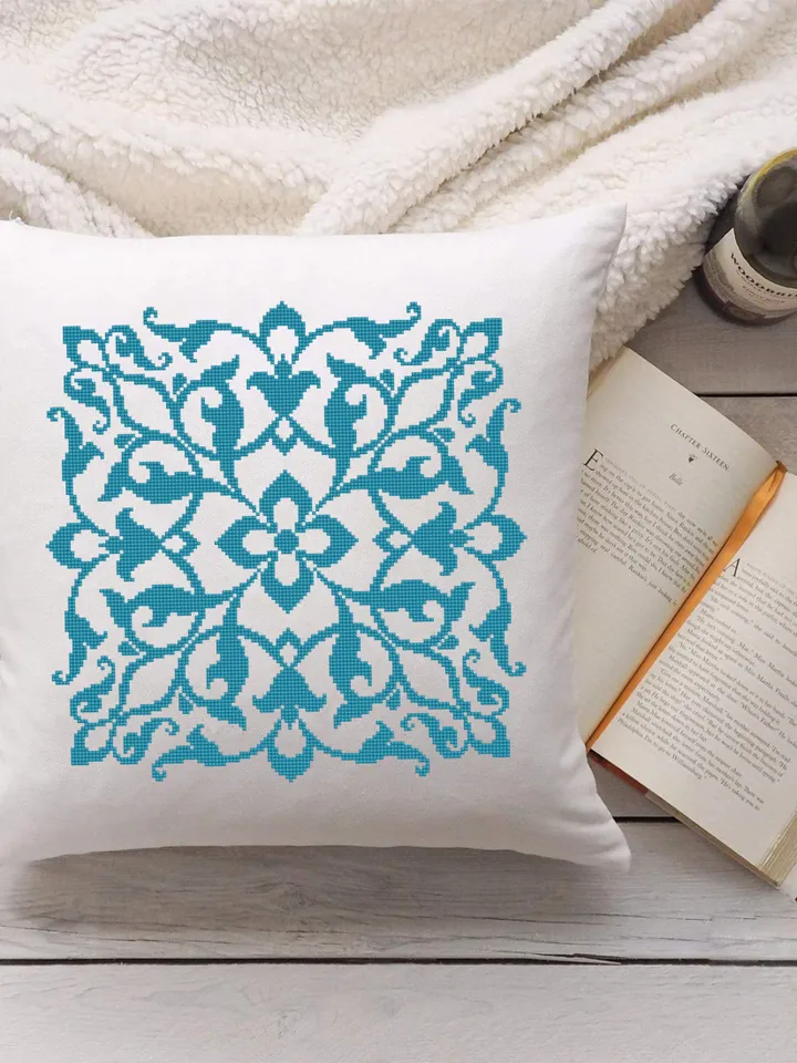Vintage mandala cross stitch pattern PDF download Victorian gothic mandala, Square ornament cross stitch chart, Vintage pattern PDF #M207