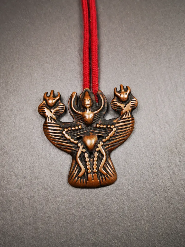 Gandhanra Antique Tibetan Buddhist Amulet,Garuda,Garula,Suparna,Golden-winged Bird Pendant,Made of Bronze,80 Years Old - 2.24"