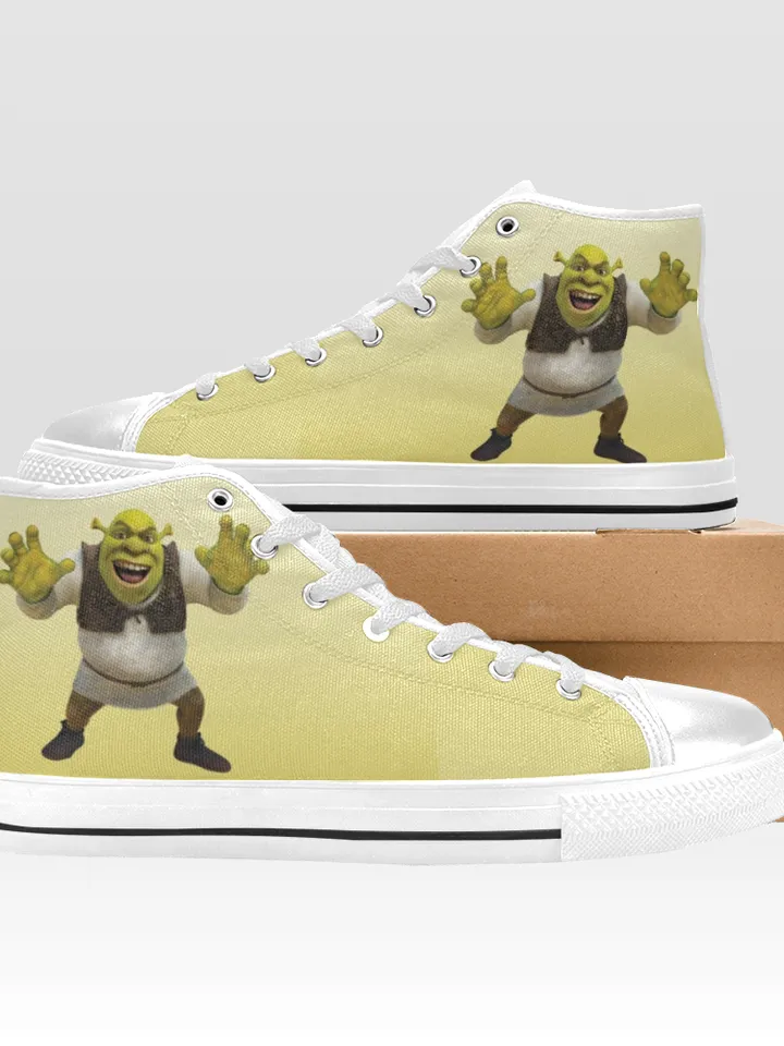 Shrek Shoes, High-Top Sneakers, Handmade Footwear