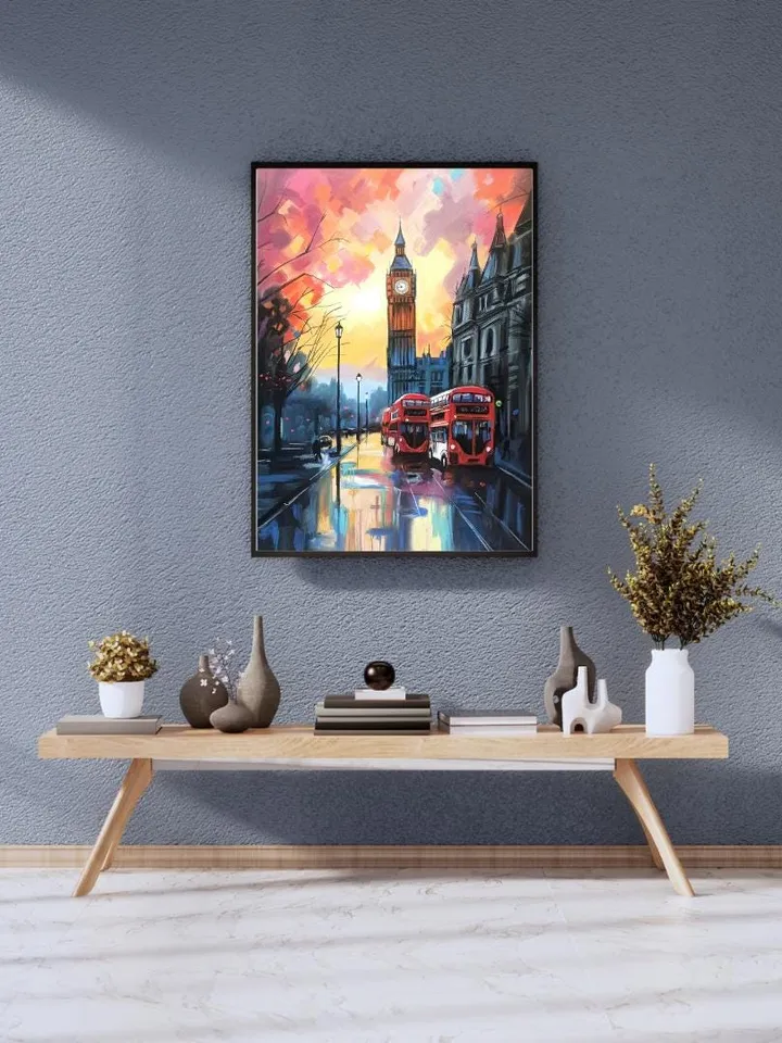 New house gift personalize | Living room wall art | Big Ben London hand drawn pastel painting