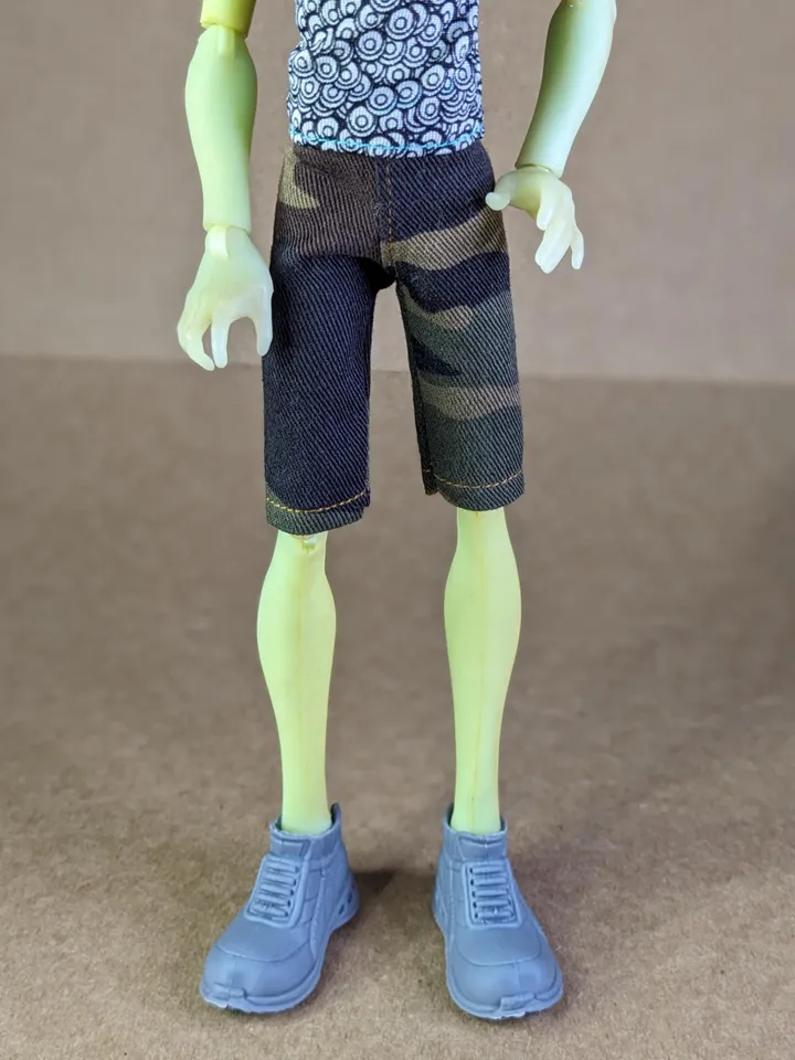 Handmade Camo denim pants or shorts for 1/6 scale boy dolls