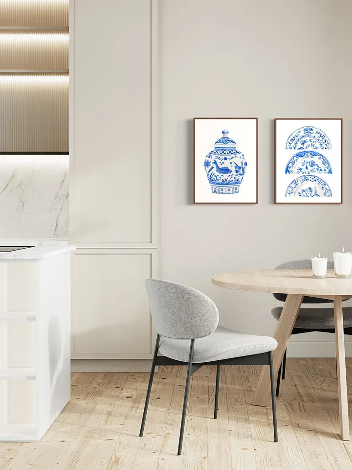 Chinoiserie Wall Art Set Of 3 Art Prints Watercolor Painting Blue White Porcelain Vintage Art Prints Chinese Jar Painting Porcelain Vase Art