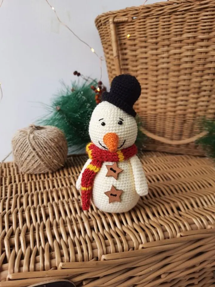 Cute Stuffed Snowman Handmade. Christmas Gift Winter Decor. Decor Snowman Plush