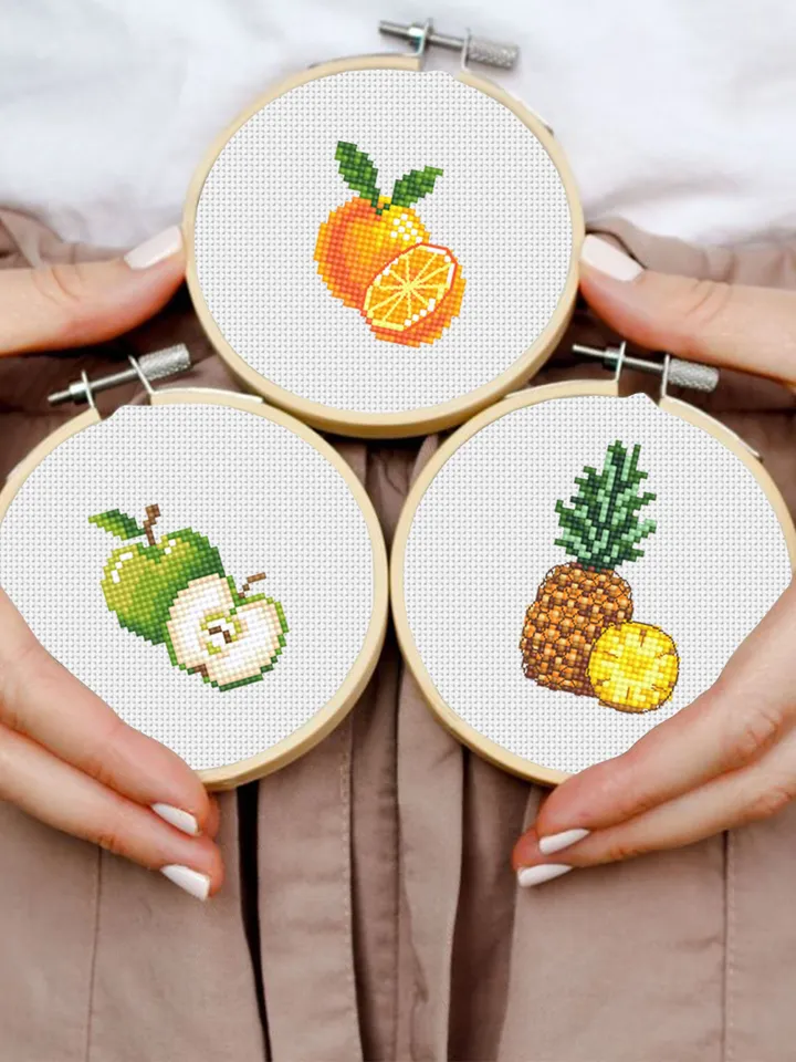 Mini fruit cross stitch pattern PDF download Set of 10 fruits cross stitch chart, Small fruit pattern digital PDF, Kitchen decor #F18