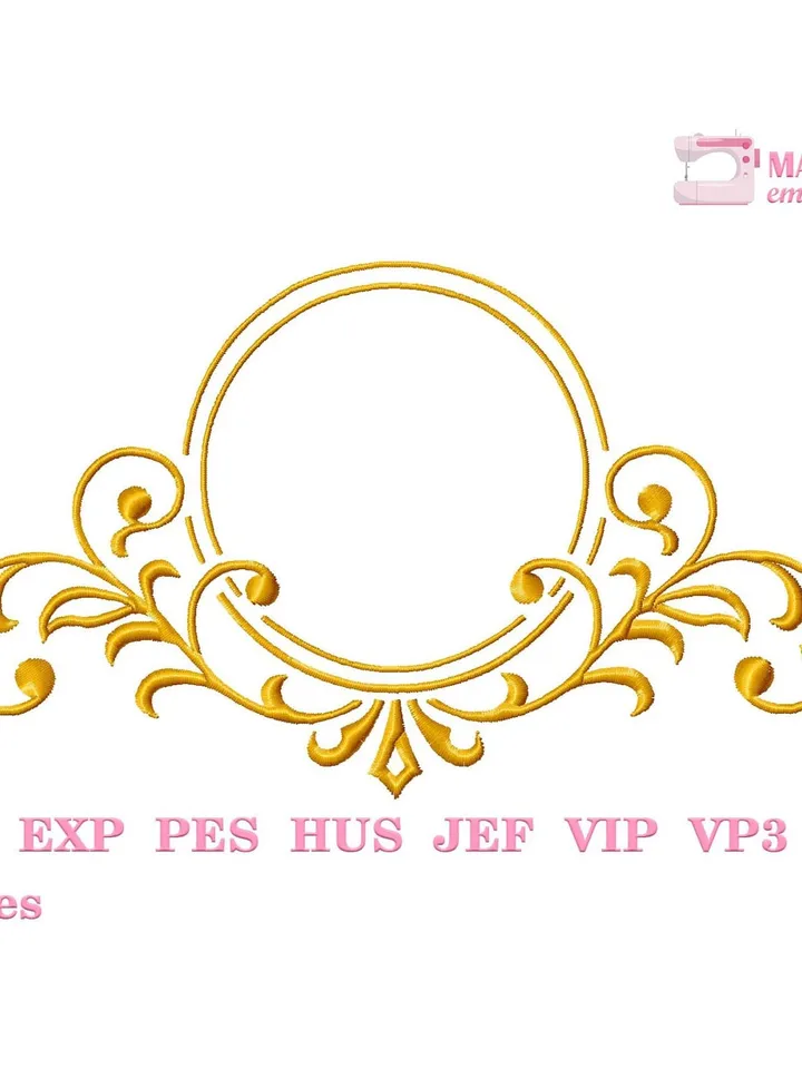 Scroll border embroidery designs Machine embroidery pattern 3 size, Embroidery files monogram frame, Vintage elegant decor towel #R4