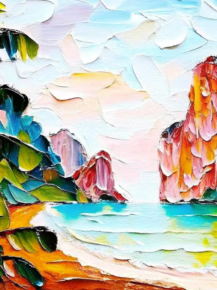 Thailand Painting Original Art Original Thailand Island Khao Phing Seascape Painting Wall Art Impressionist Art by ArtProkopaloSv