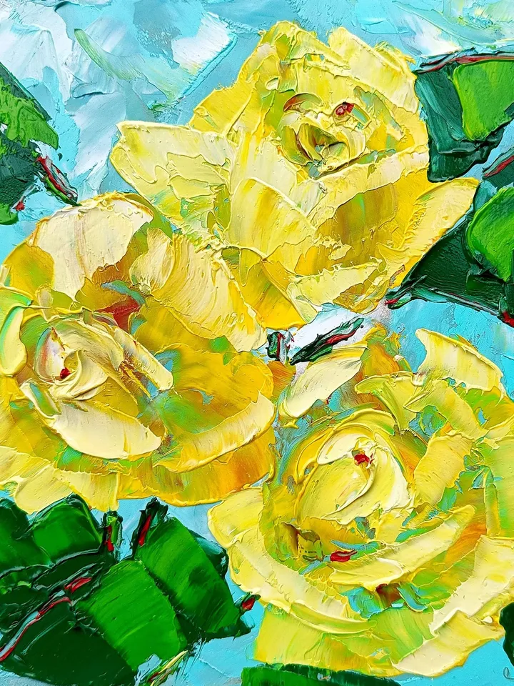 Rose Painting Floral Impasto Original Art Impasto Oil Painting Small Flowers Wall Art 6x6 Evoke the Delight of Spring by Art ProkopaloSv