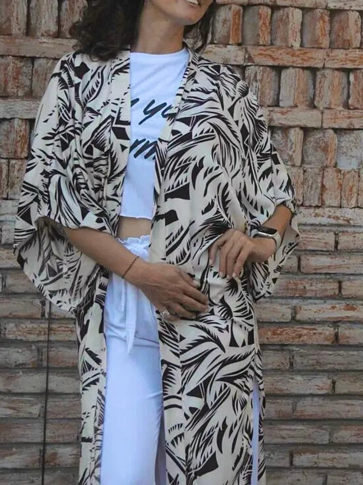 Print  Bikini Cover Summer Beach Kimono | Resort Wear Women | Summer Cover Vacation Classy Robe |  Beach Kimono Viscose