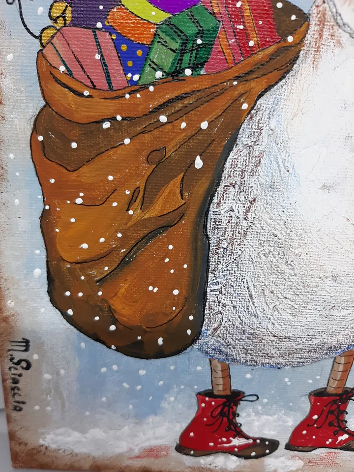 Goose Santa Claus original acrylic on a canvas board fantasy whimsical