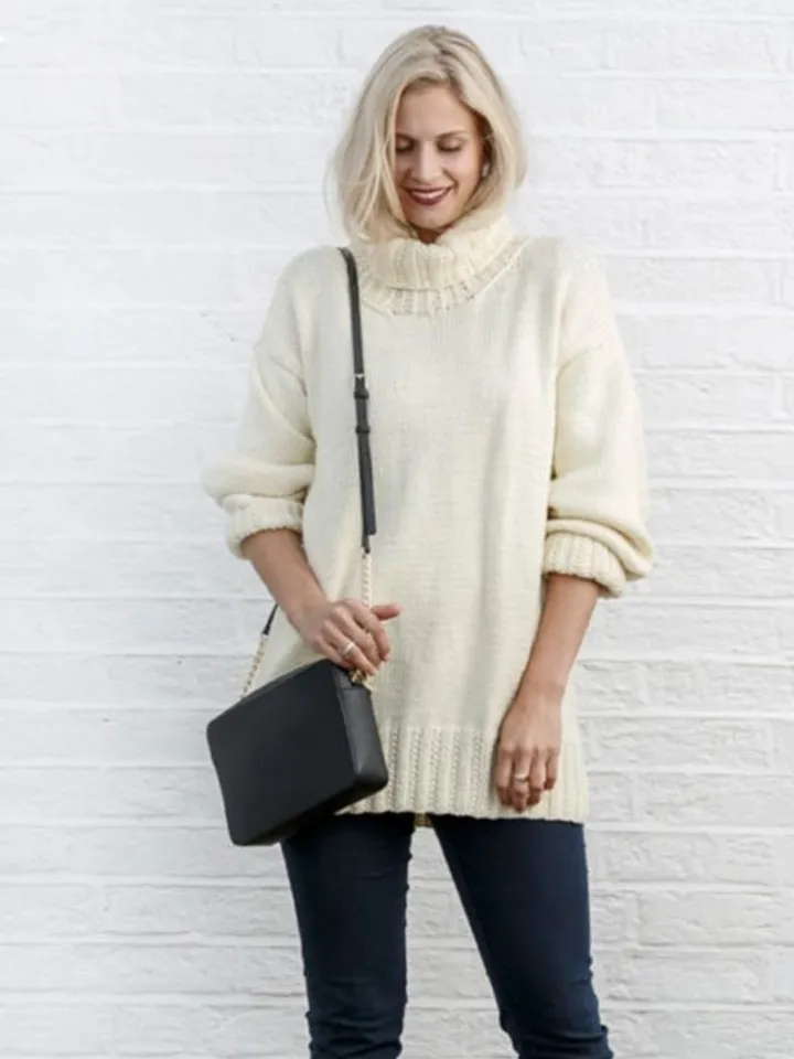 Knitting sweater pattern, easy sweater women ladies , classic sweater pattern pdf