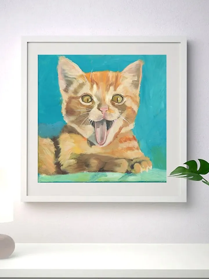 Kitten Original Art Red Cat Oil Painting Animal Pet Painting