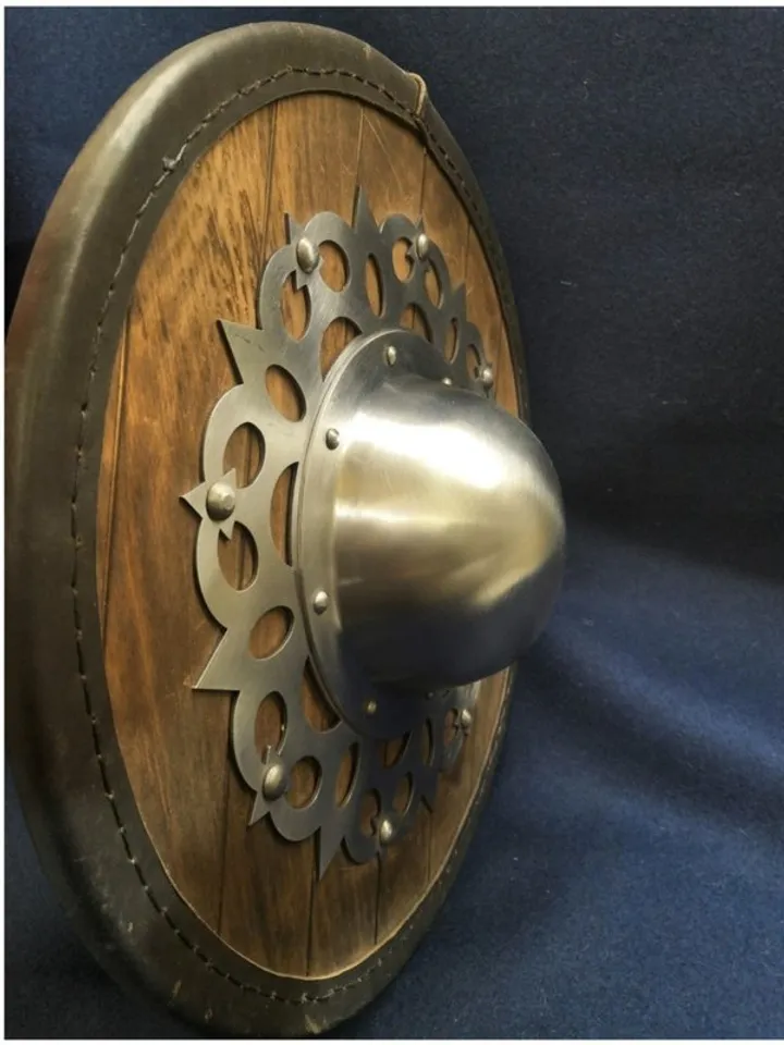 Shield steel wood - for reenactors - forged steel - hand forged umbon - buckler