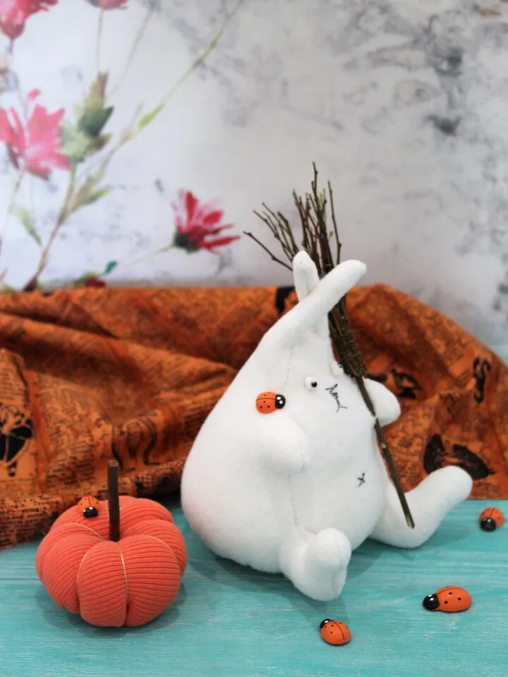 Crazy Bunny - Plush soft bunny toy, Halloween decor, funny gift for friend